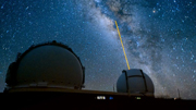 Scientists at the Keck Observatory in Hawaii fire a laser 50 miles into the sky to study Sagittarius A* , a  supermassive black hole just 26,000 light years from Earth